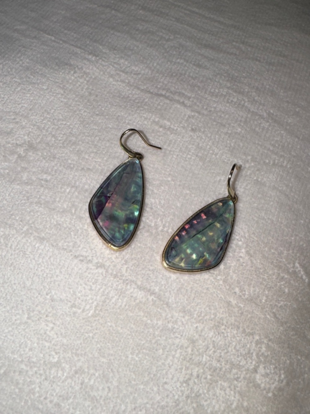 Iridescent Teardrop Dangle Earrings -abalone